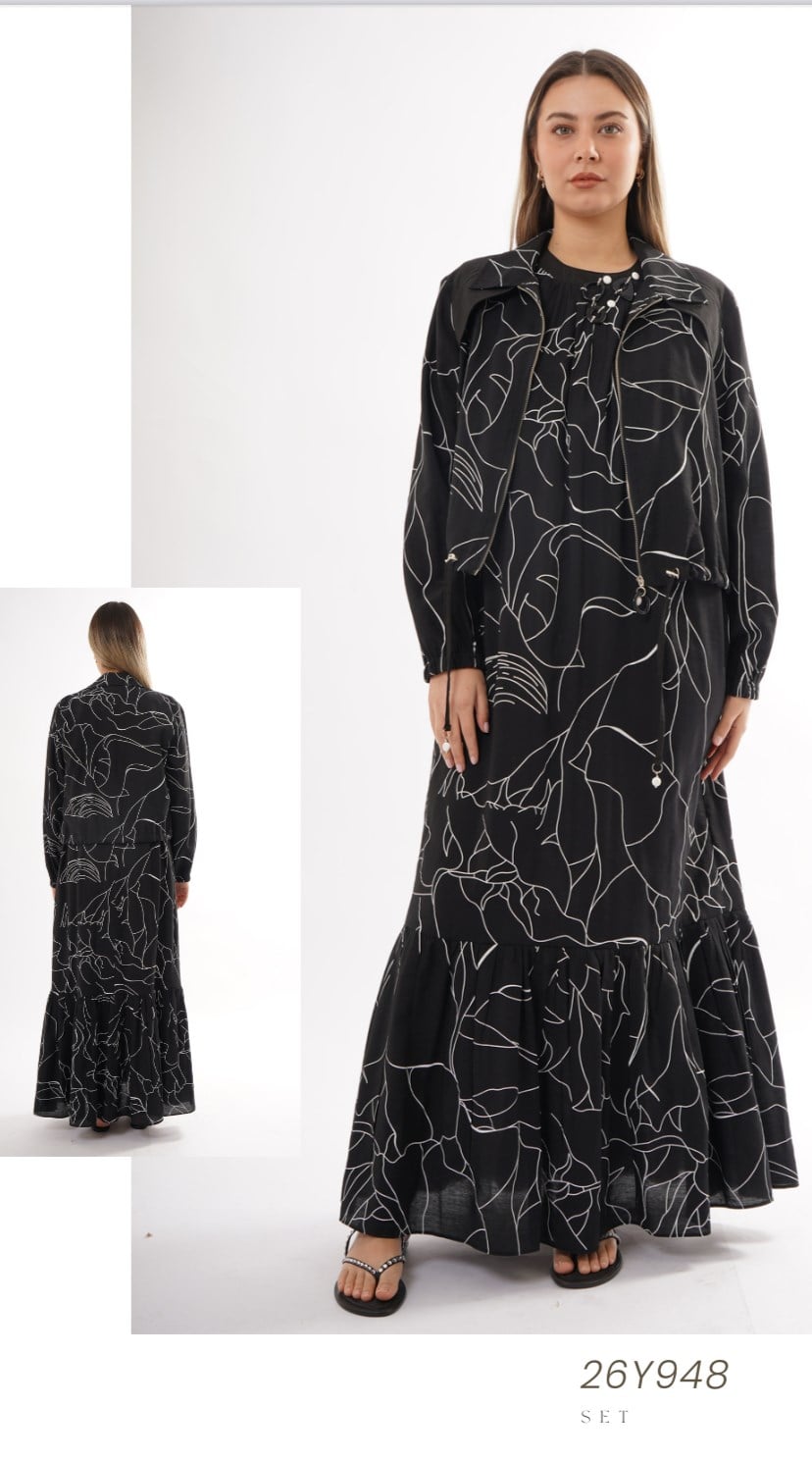 Ceremony Halka Aksesuar Detaylı Bolerolu Sıfır Kol Samara Elbiseli Takım