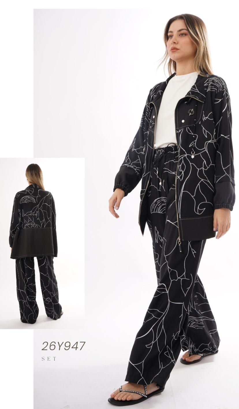 Ceremony Halka Aksesuar Detaylı Önden Fermuarlı Samara Pantolonlu Takım