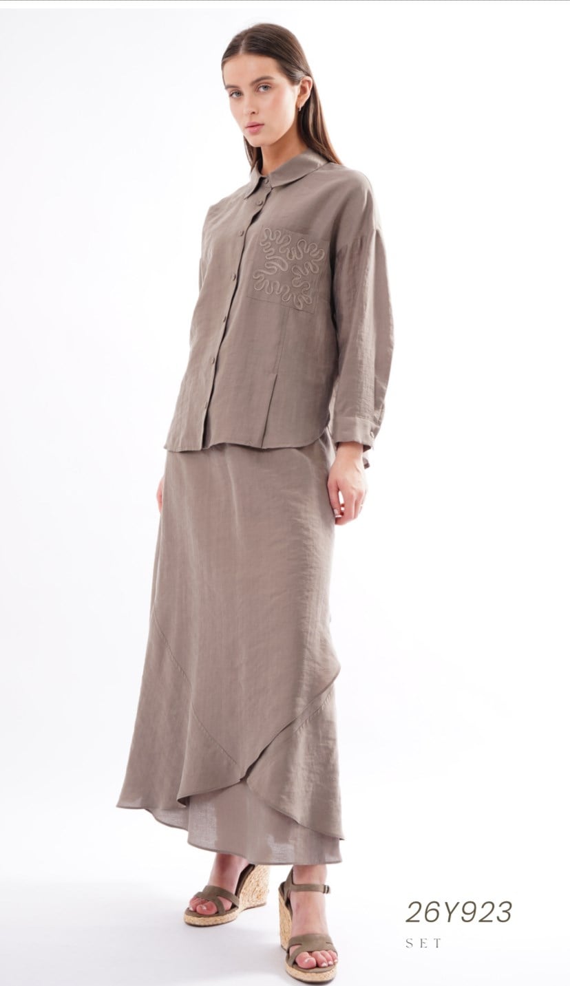 Ceremony Lase İşlemeli Tencel Etekli Takım