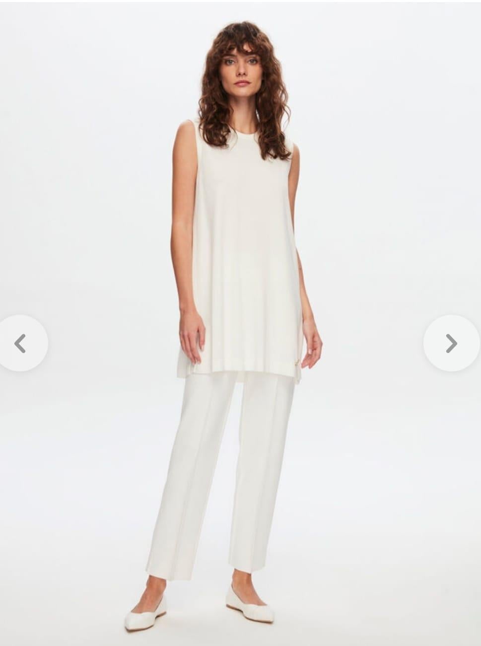 MİSSDALİDA BEYAZ BASİC KOLSUZ TRİKO TUNİK