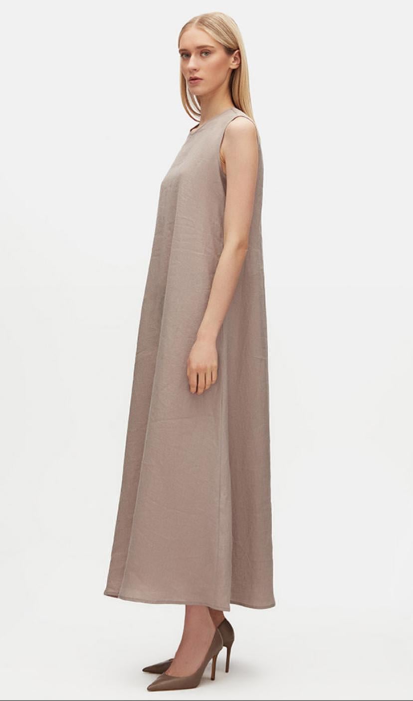 MİSSDALİDA KETEN KOLSUZ ELBİSE