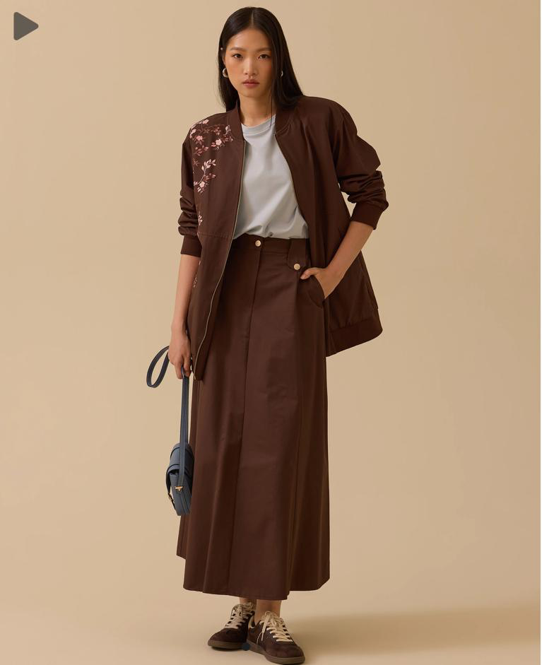 SEÇİL BASKILI FERMUAR DETAYLI CEPLİ TAKIM