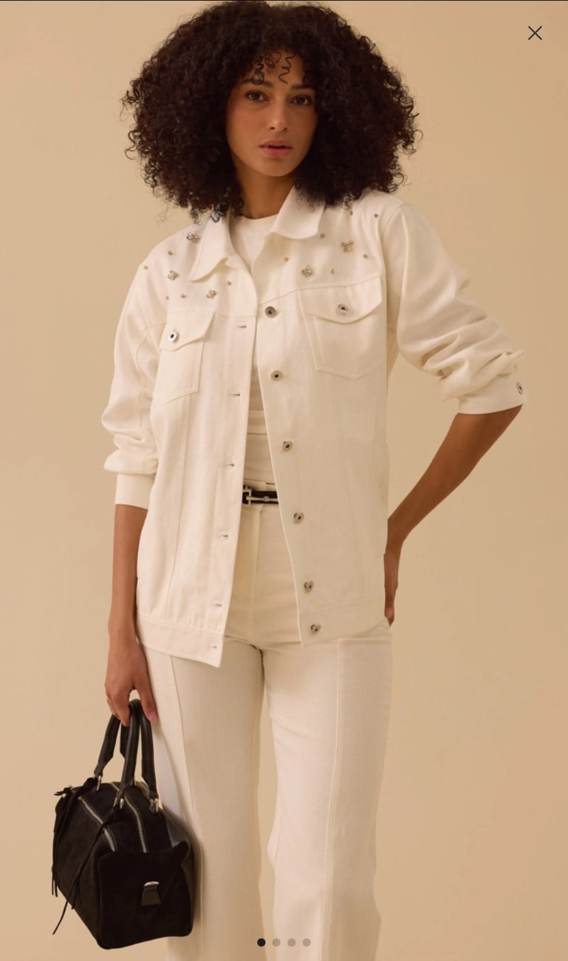 SEÇİL TAŞ DETAYLI KANVAS COTTON CEKET