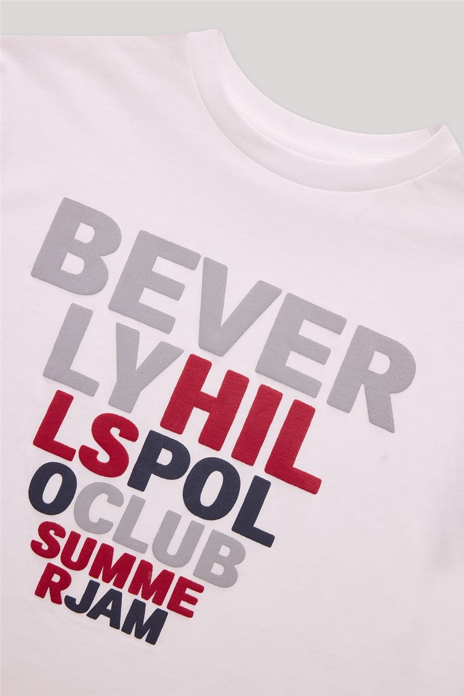 Beverly Hills Polo Club Erkek Çocuk Beyaz T-Shirt