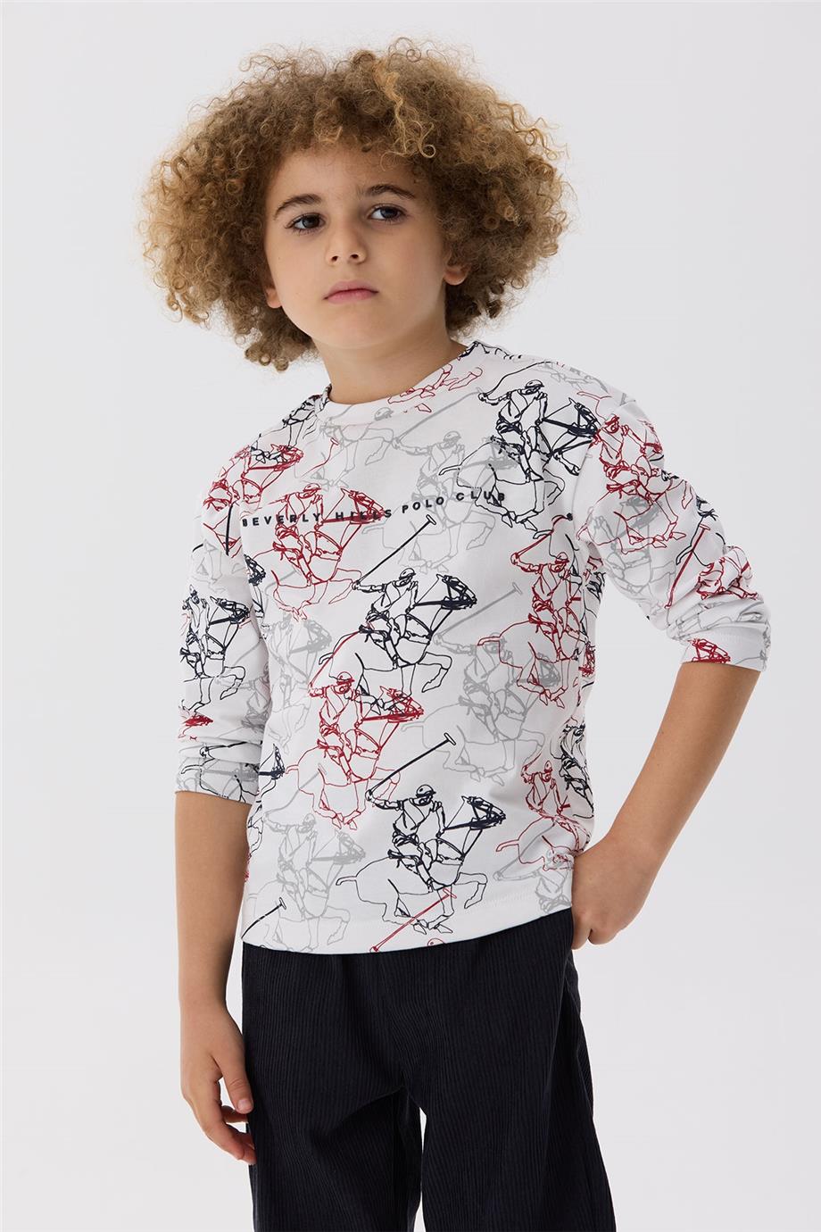 Beverly Hills Polo Club Erkek Çocuk Desenli T-Shirt