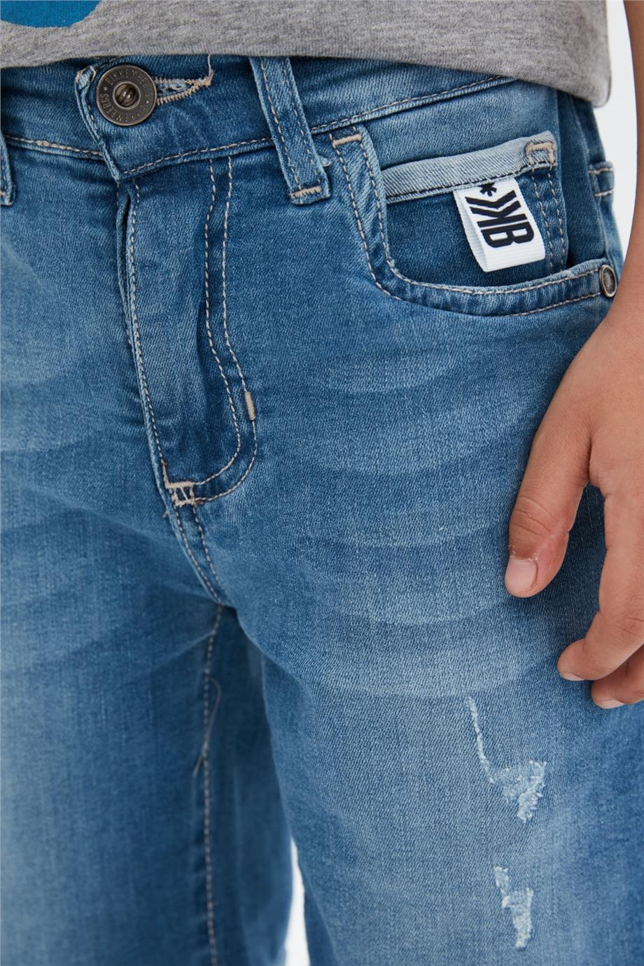 Bikkembergs Erkek Çocuk Mavi Jean Şort