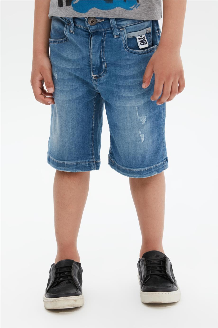 Bikkembergs Erkek Çocuk Mavi Jean Şort
