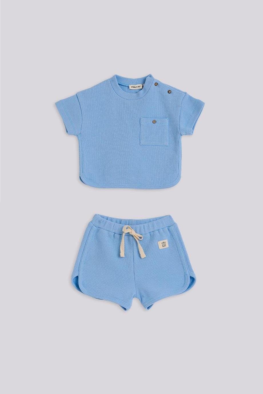 Gb Baby Basic Erkek Bebek Mavi Şort Ve Tshirt Takımı