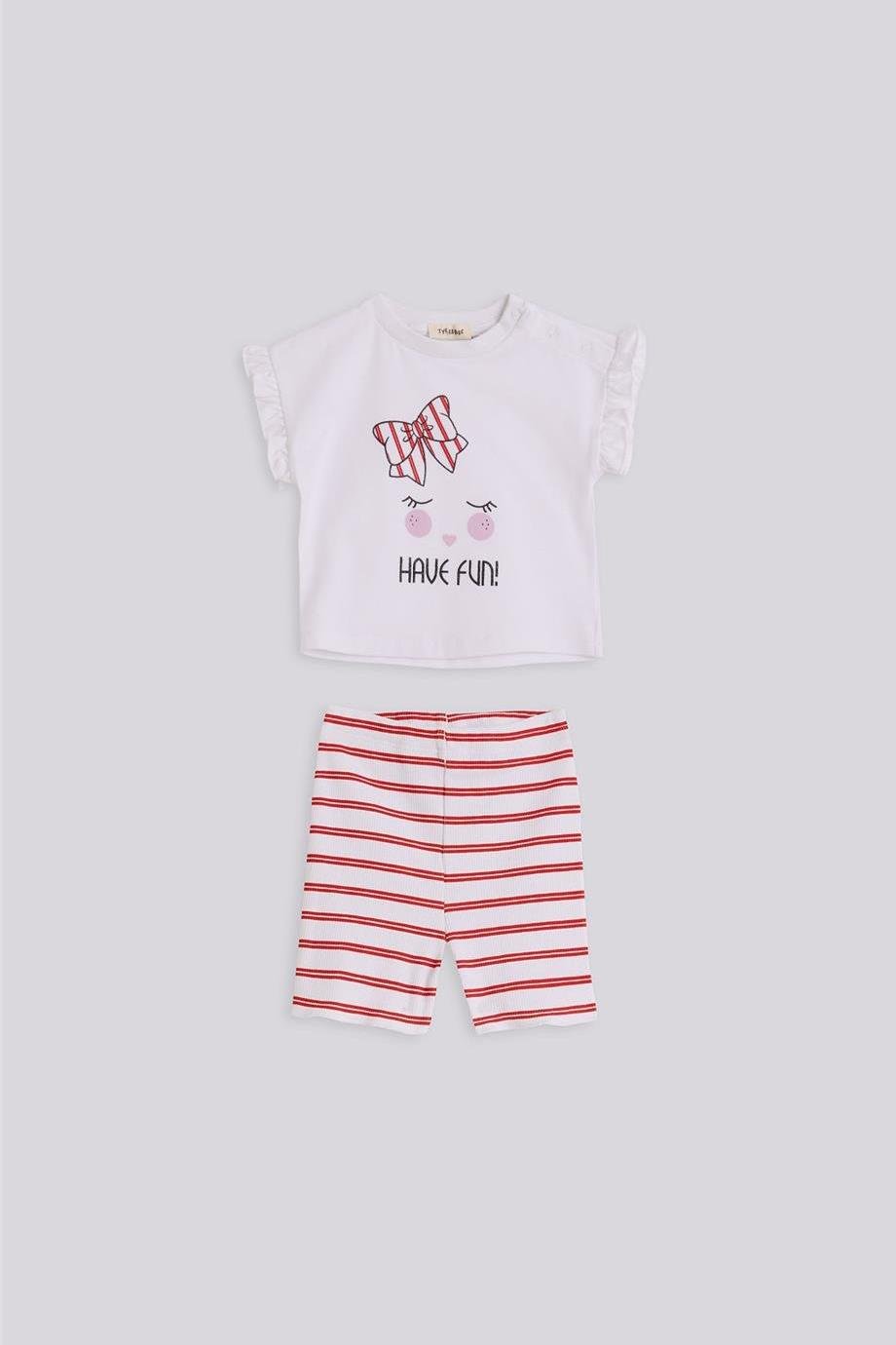 Gb Baby Basic Kız Bebek Desenli Şort Ve Tshirt Takımı
