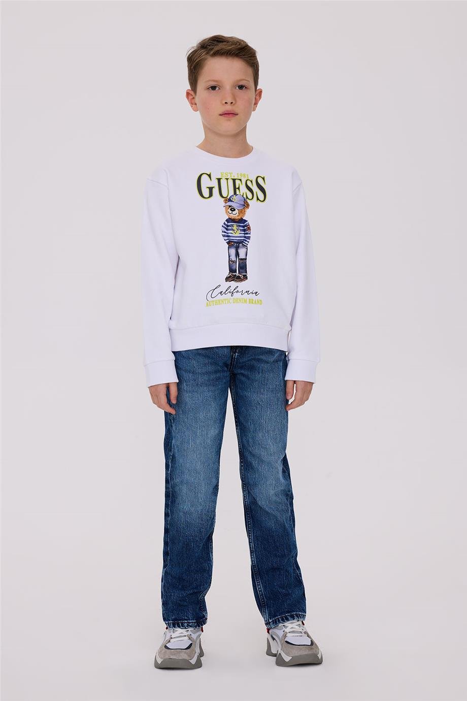 Guess Erkek Çocuk Beyaz Sweatshirt