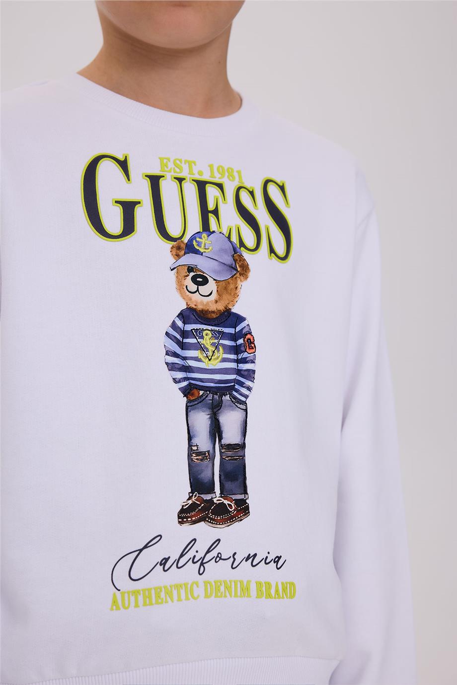 Guess Erkek Çocuk Beyaz Sweatshirt