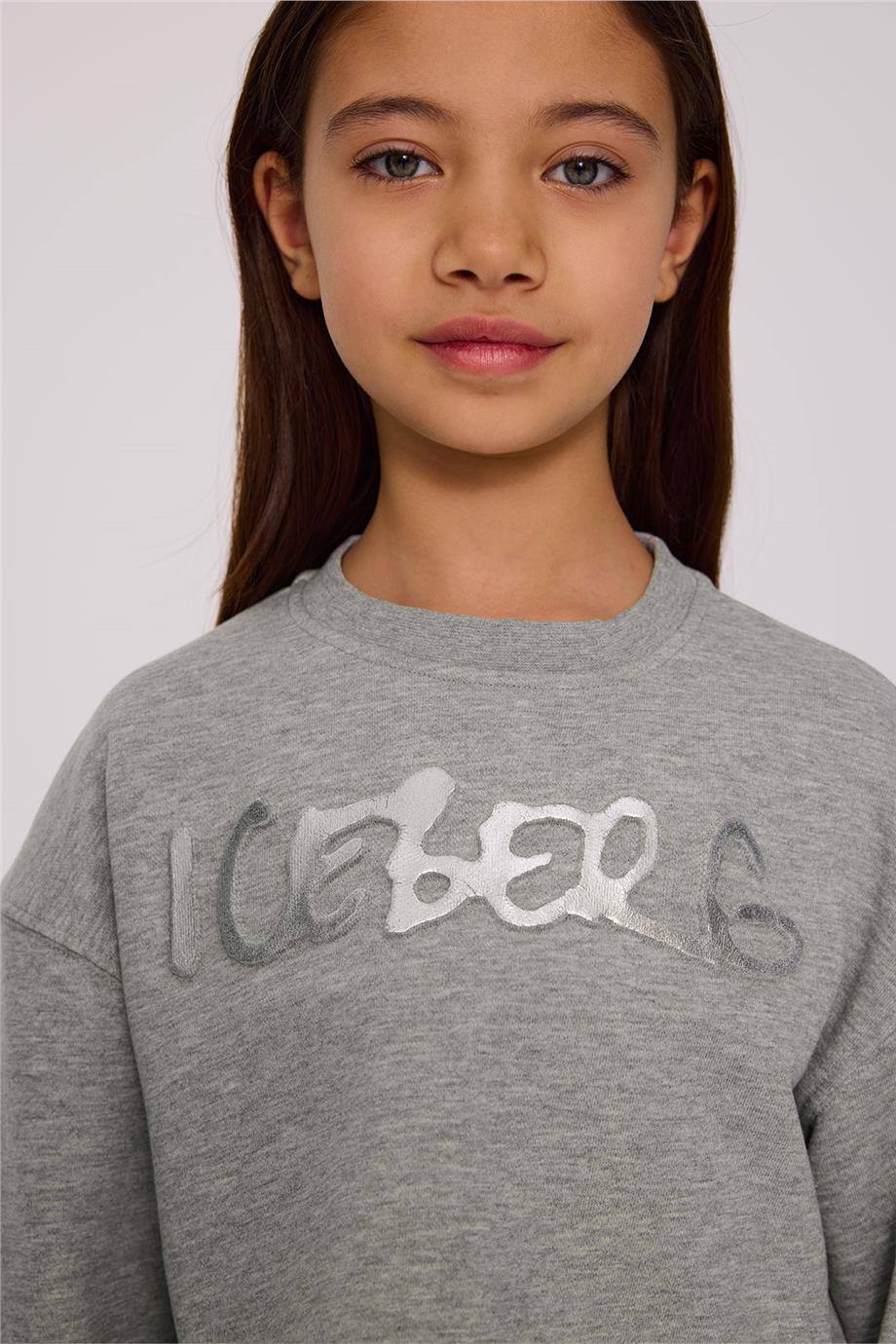 Iceberg Kız Çocuk Gri Melanj Sweatshirt