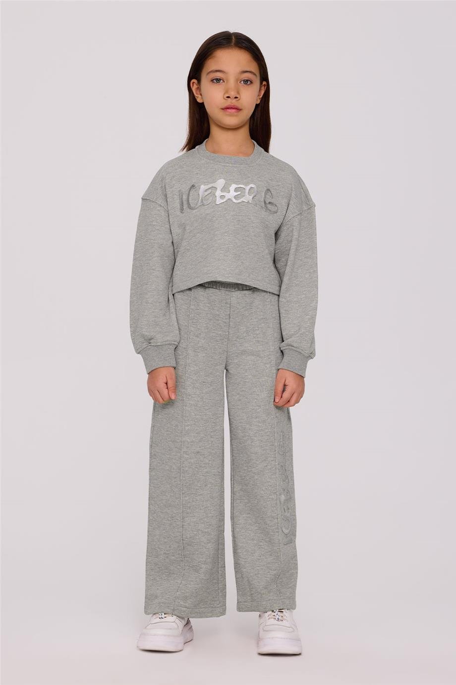 Iceberg Kız Çocuk Gri Melanj Sweatshirt