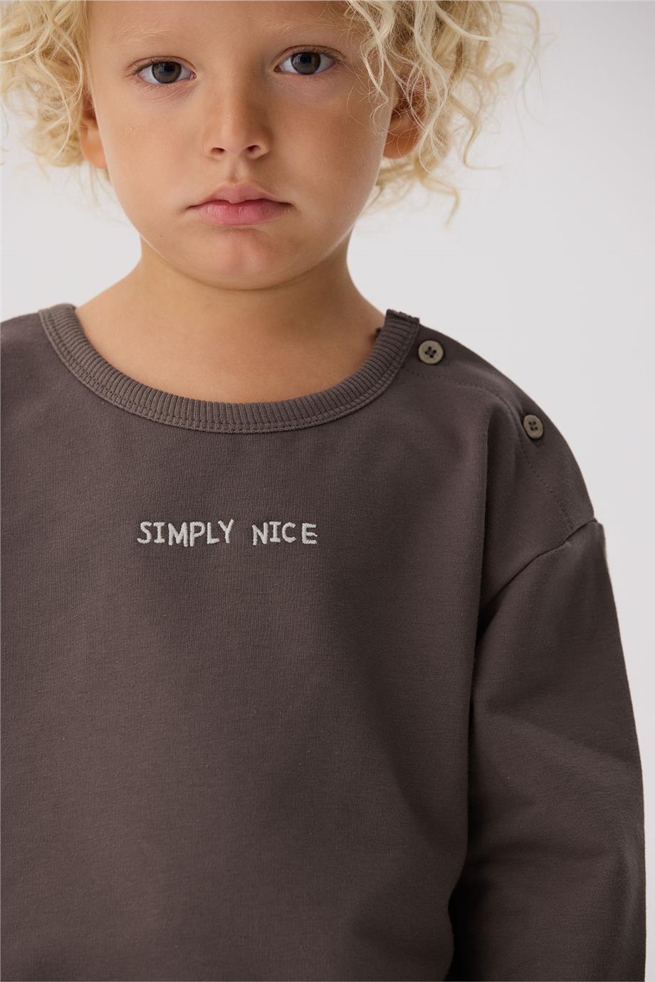 Nebbati Basic Erkek Bebek Kahverengi Sweatshirt