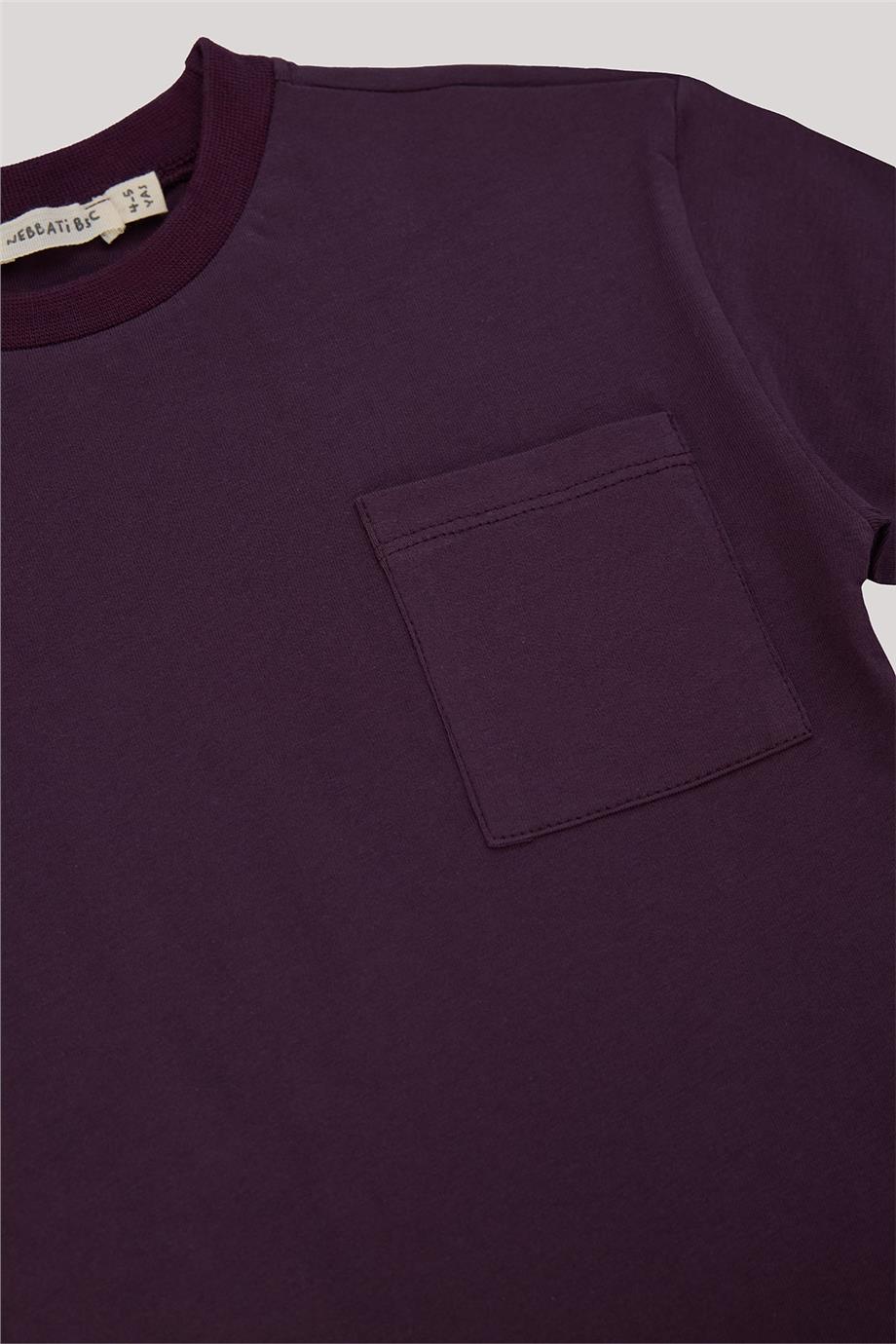 Nebbati Basic Erkek Çocuk Bordo T-Shirt