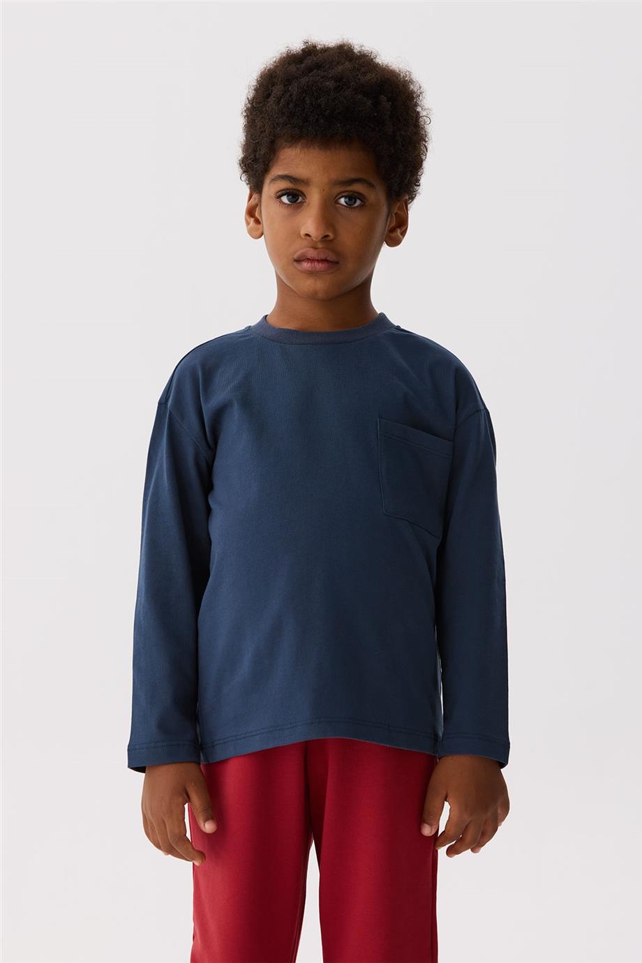Nebbati Basic Erkek Çocuk Lacivert T-Shirt