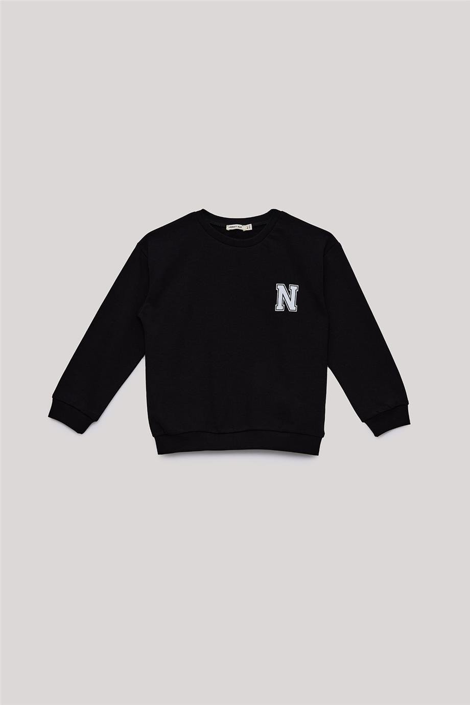 Nebbati Basic Erkek Çocuk Siyah Sweatshirt