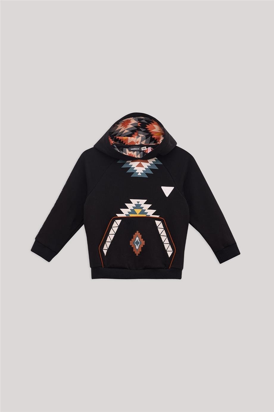 Nebbati Erkek Çocuk Etnik Desenli Antrasit Sweatshirt