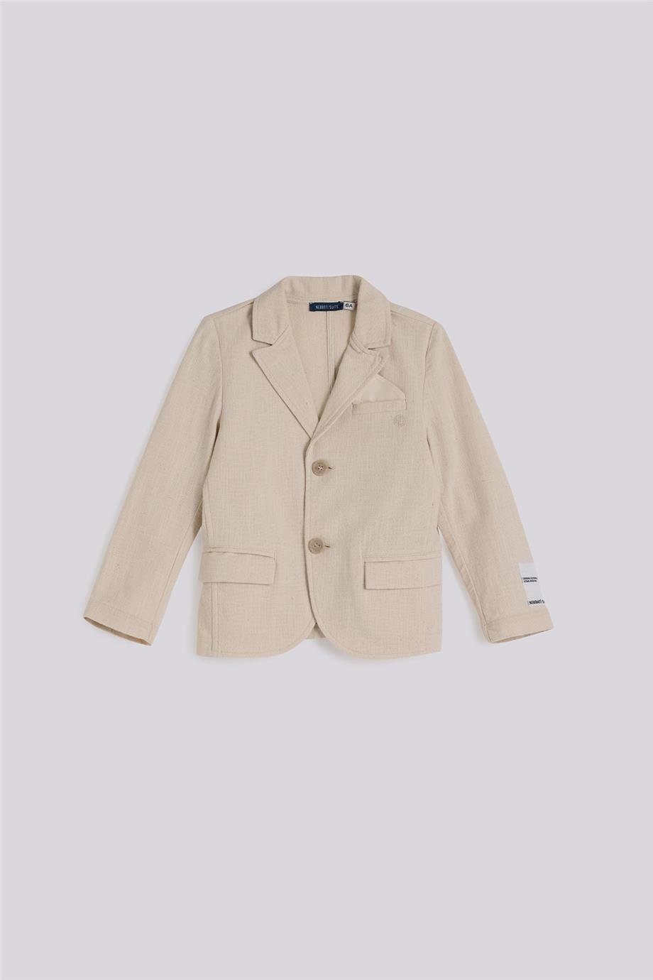 Nebbati Erkek Çocuk Bej Pamuk Blazer Ceket