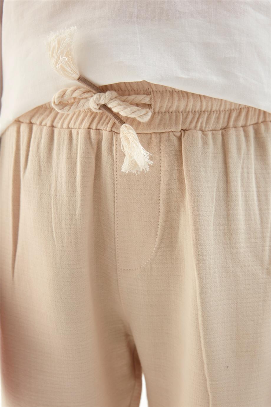 Nebbati Erkek Çocuk Beli Lastikli Bej Pantolon