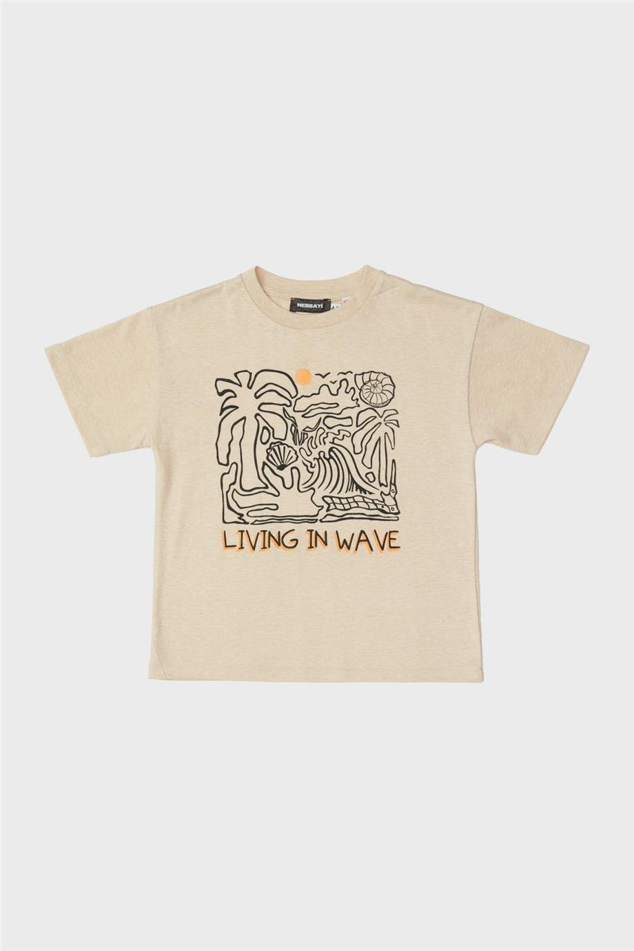 Nebbati Erkek Çocuk Living İn Wave Bej T-Shirt