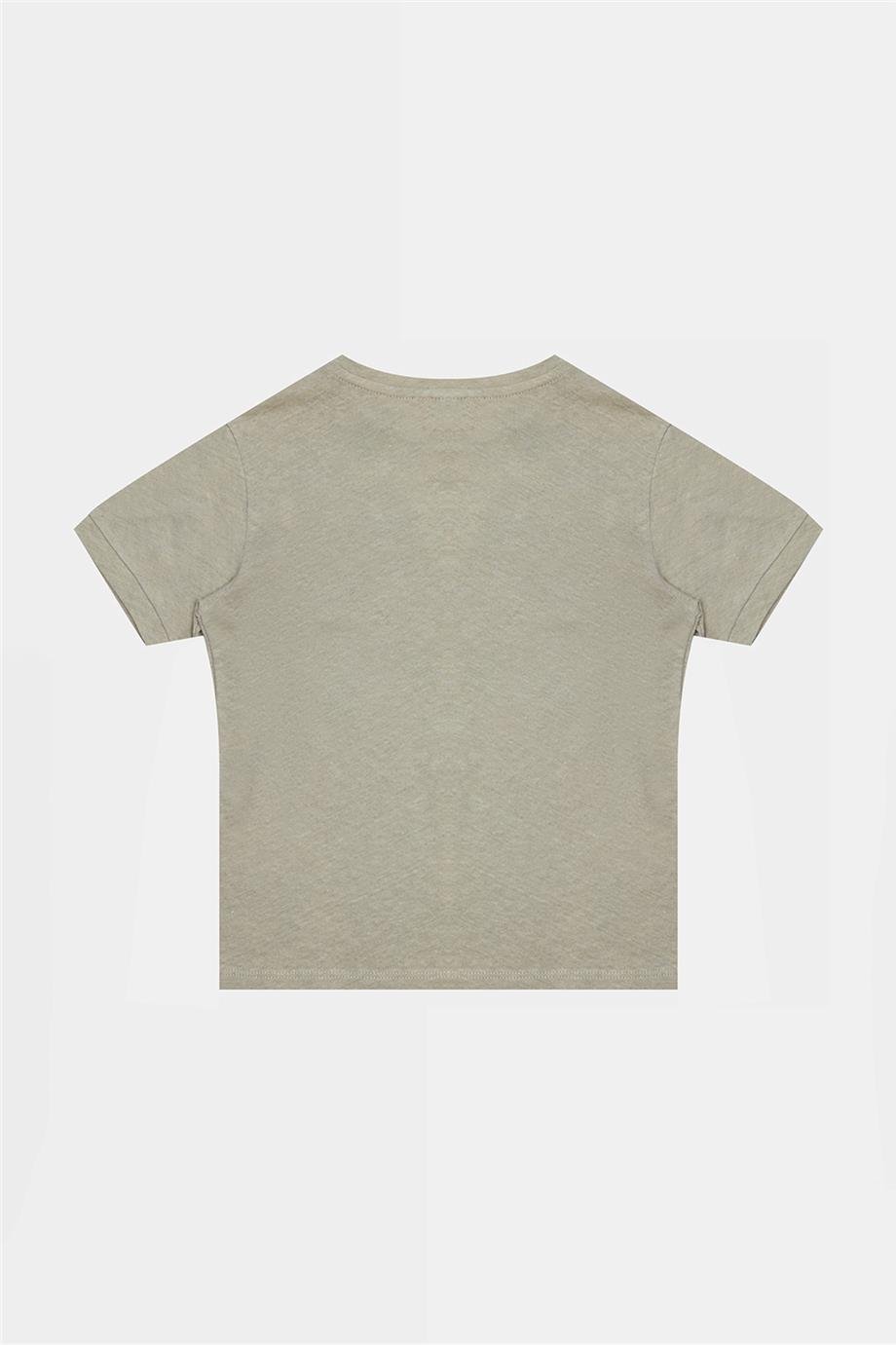 Nebbati Erkek Çocuk Bej Kısa Kollu Pamuk Tshirt