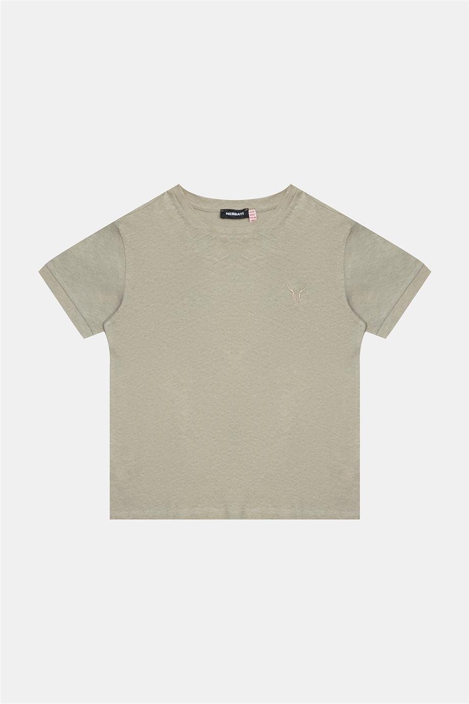 Nebbati Erkek Çocuk Bej Kısa Kollu Pamuk Tshirt