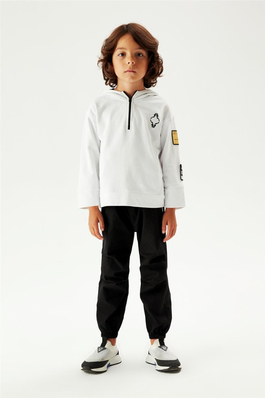 Nebbati Erkek Çocuk Kapüşonlu Beyaz Sweatshirt
