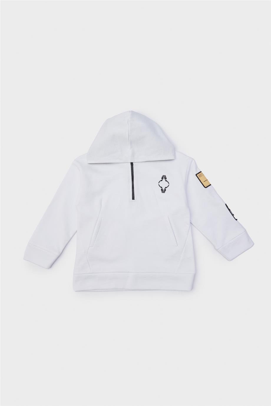 Nebbati Erkek Çocuk Kapüşonlu Beyaz Sweatshirt