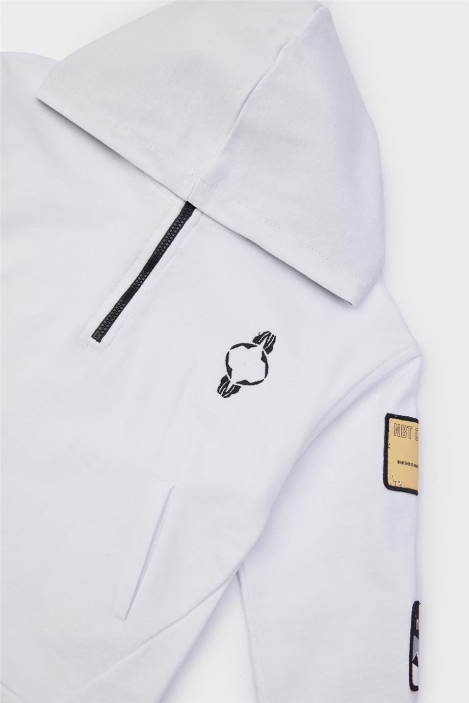 Nebbati Erkek Çocuk Kapüşonlu Beyaz Sweatshirt