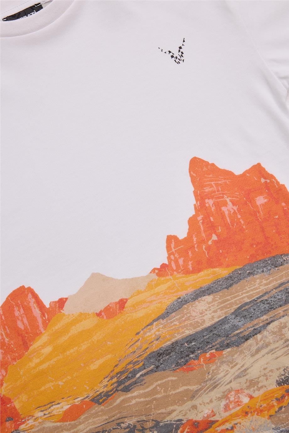 Nebbati Erkek Çocuk Desenli Uzun Kollu Beyaz T-Shirt