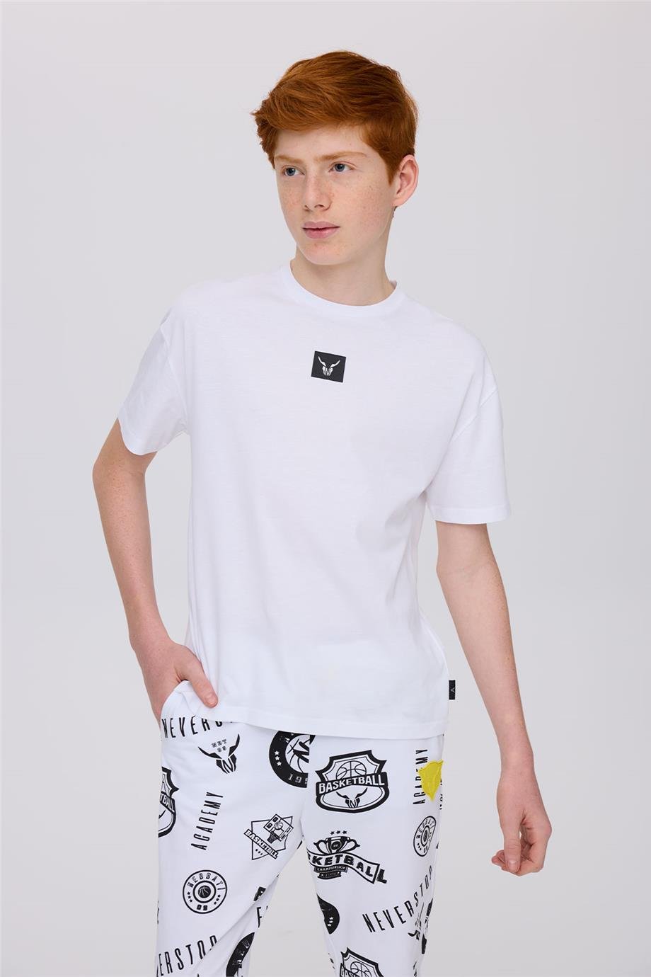 Nebbati Erkek Çocuk Beyaz Kısa Kollu Tshirt