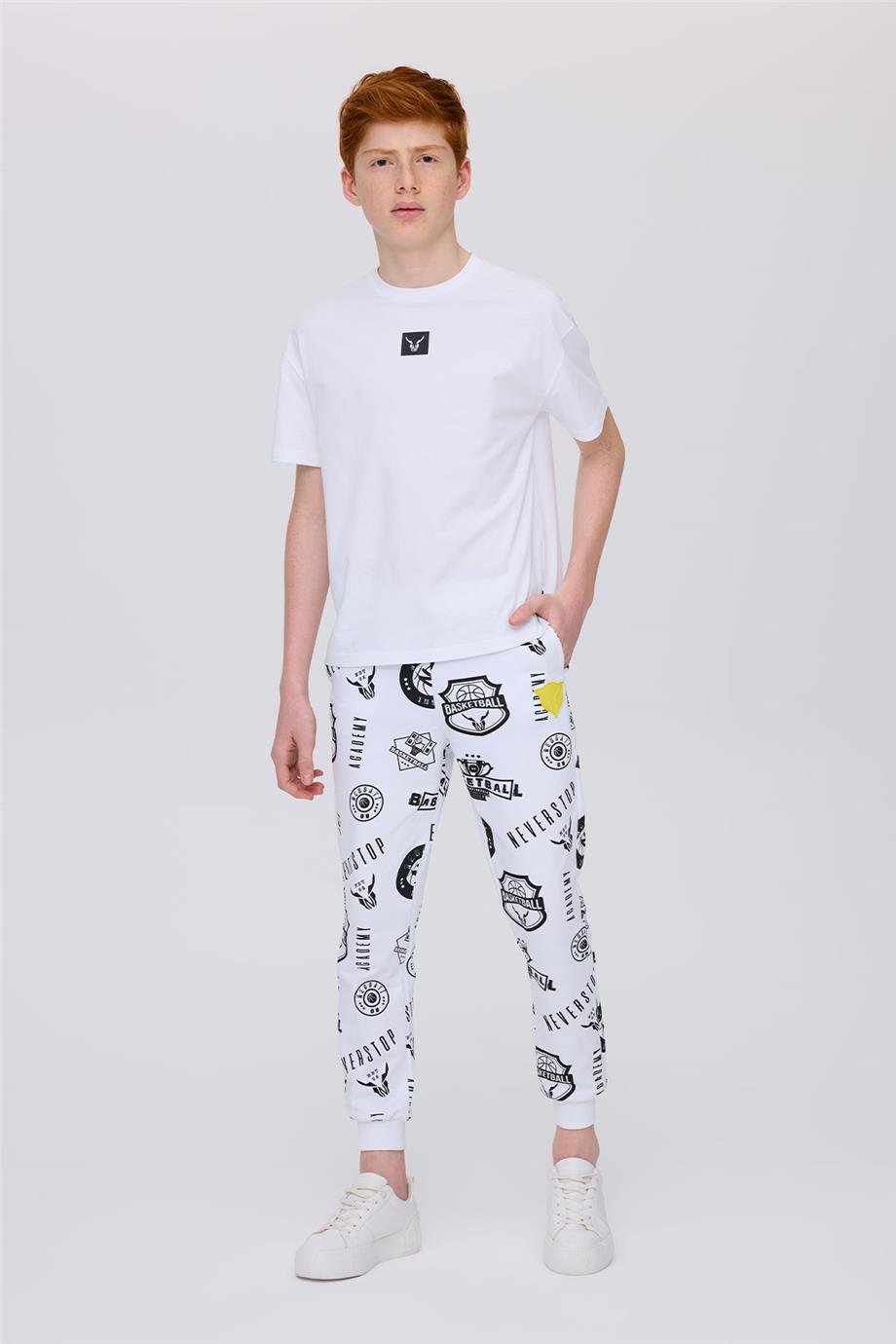 Nebbati Erkek Çocuk Beyaz Kısa Kollu Tshirt