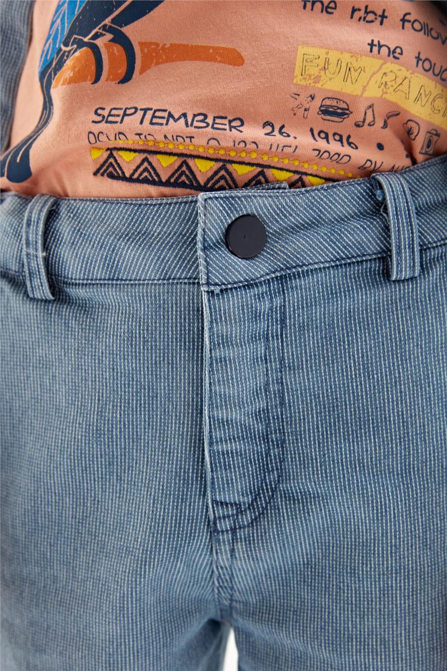Nebbati Erkek Çocuk Çizgili Denim Şort