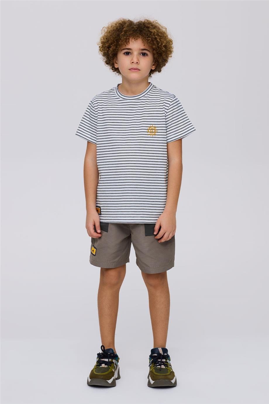 Nebbati Erkek Çocuk Kısa Kollu Çizgili Tshirt