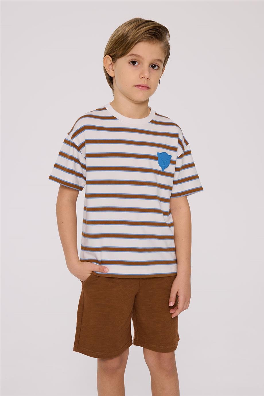 Nebbati Erkek Çocuk Kısa Kollu Çizgili Tshirt