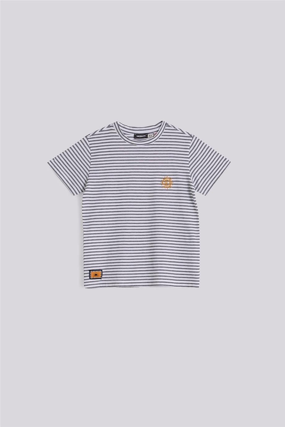 Nebbati Erkek Çocuk Kısa Kollu Çizgili Tshirt