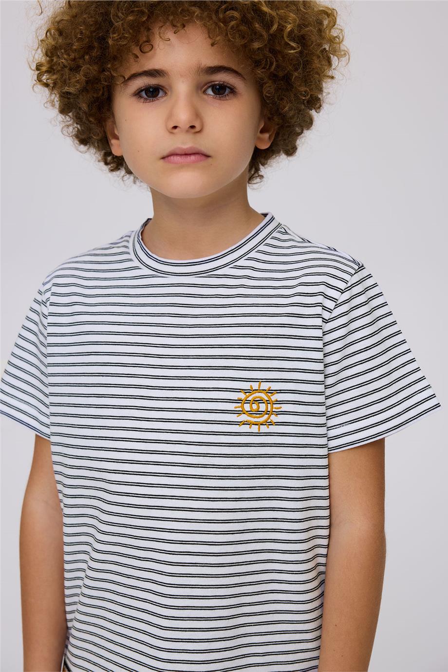 Nebbati Erkek Çocuk Kısa Kollu Çizgili Tshirt