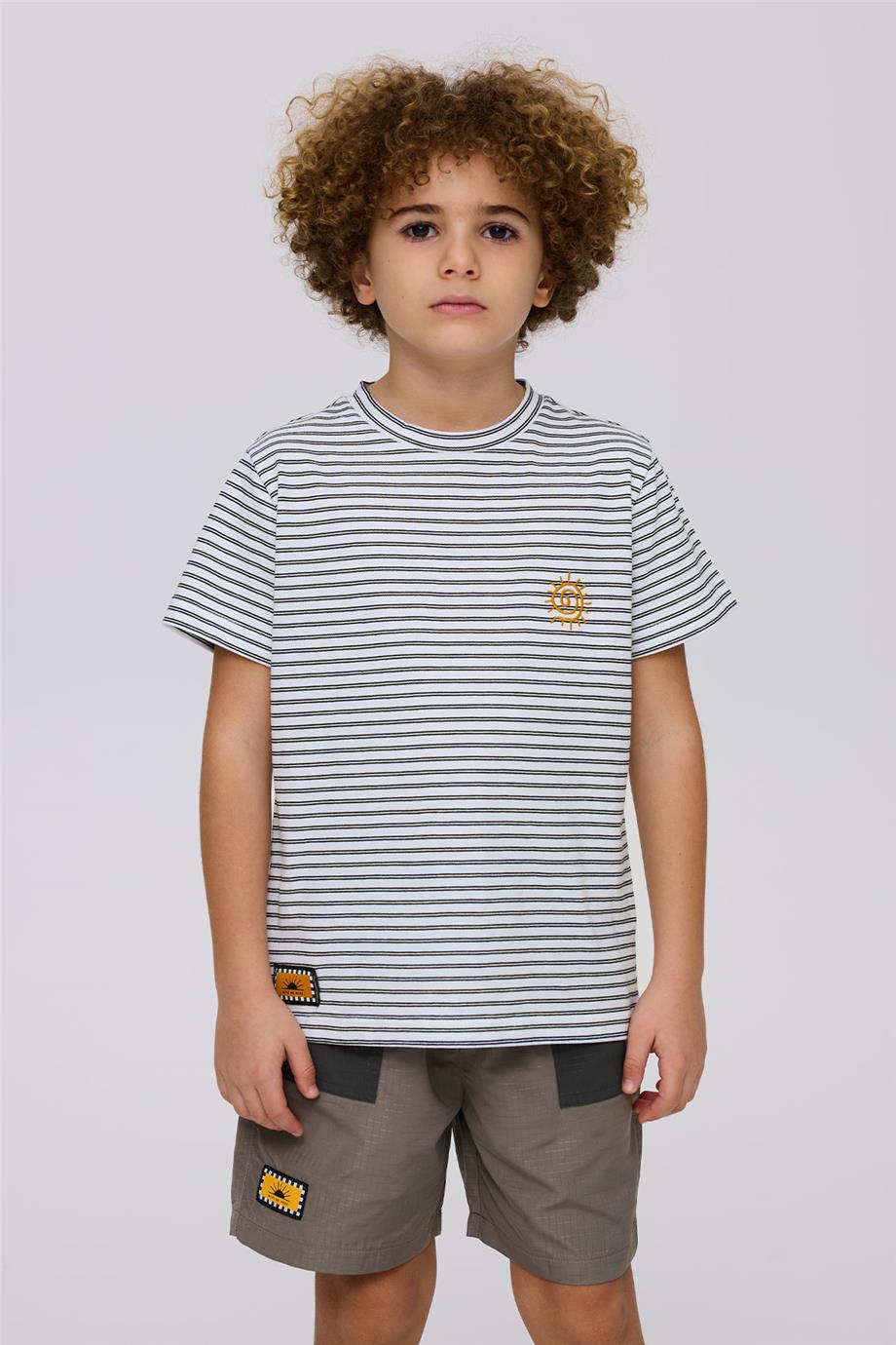 Nebbati Erkek Çocuk Kısa Kollu Çizgili Tshirt