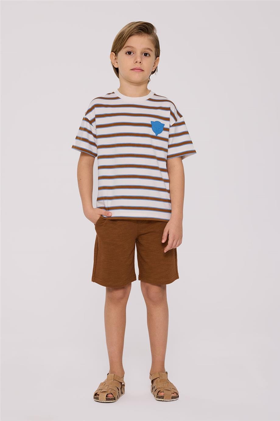 Nebbati Erkek Çocuk Kısa Kollu Çizgili Tshirt