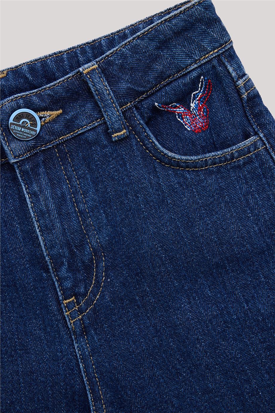 Nebbati Erkek Çocuk Nakışlı Denim Pantolon