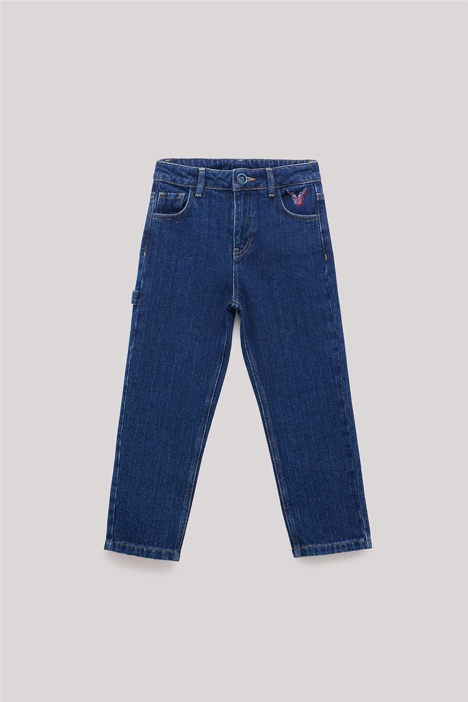 Nebbati Erkek Çocuk Nakışlı Denim Pantolon