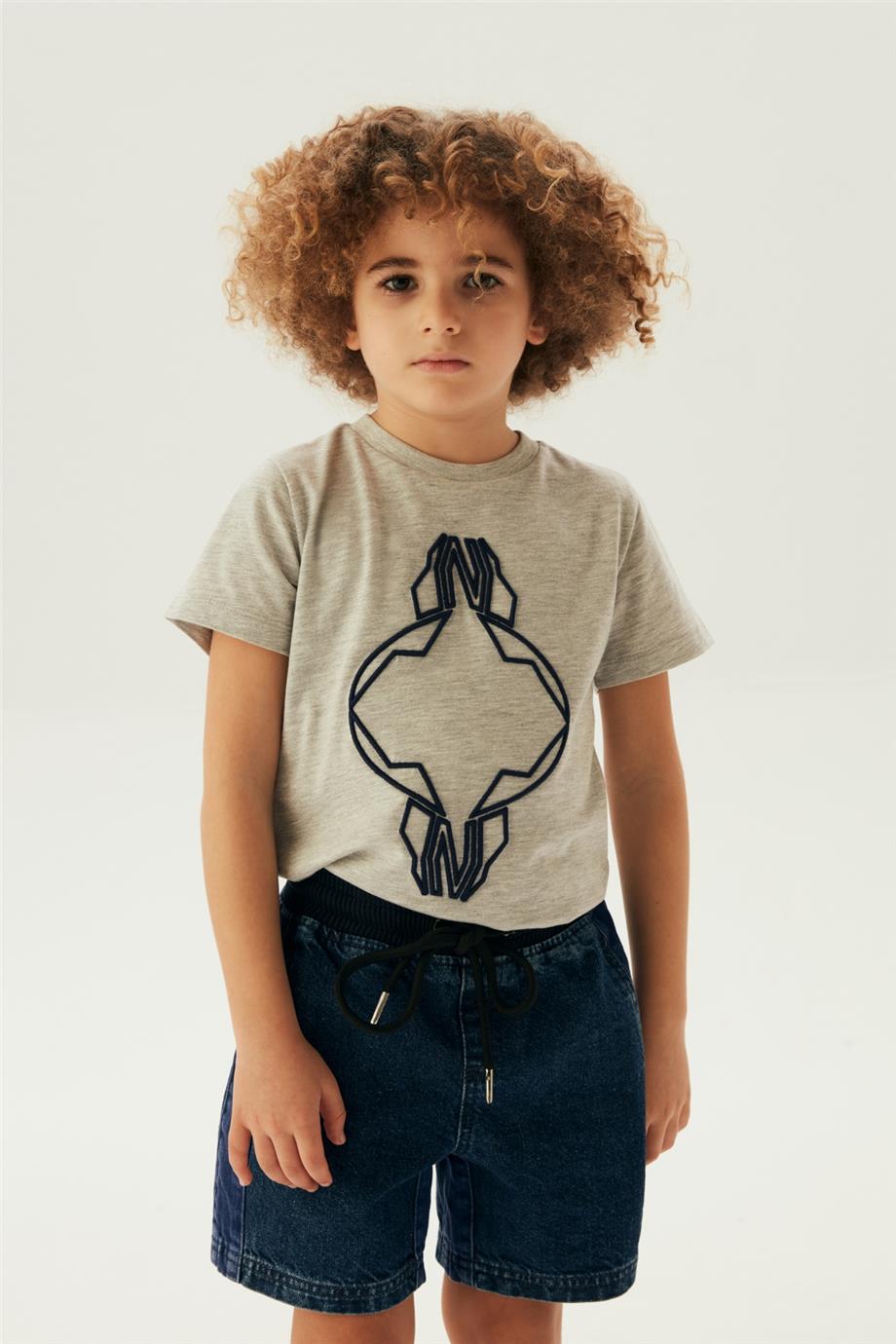 Nebbati Erkek Çocuk Beli Lastikli Denim Şort