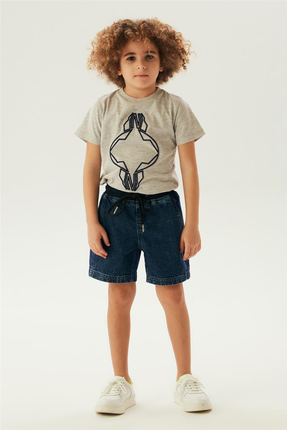 Nebbati Erkek Çocuk Beli Lastikli Denim Şort