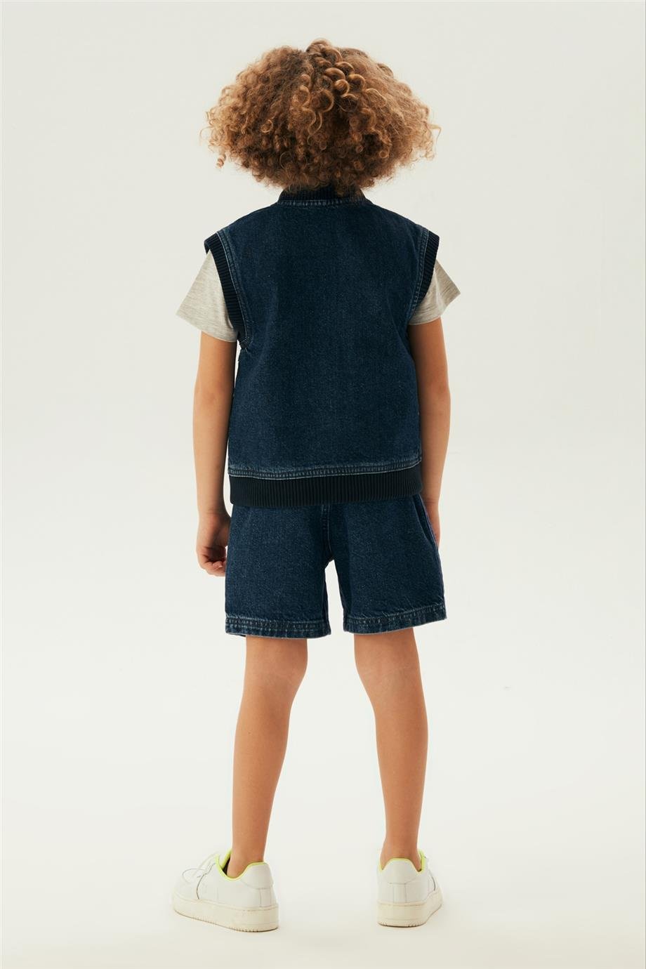 Nebbati Erkek Çocuk Denim Fermuarlı Yelek