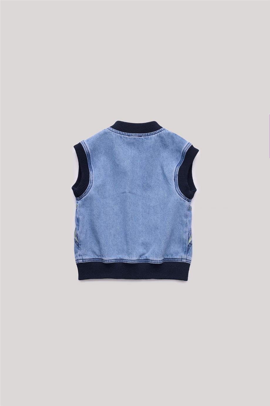Nebbati Erkek Çocuk Denim Fermuarlı Yelek