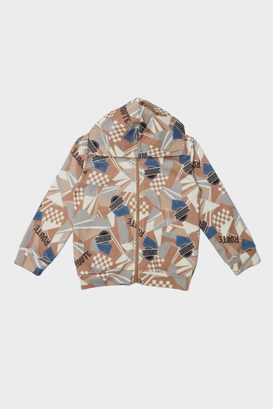 Nebbati Erkek Çocuk Fermuarlı Desenli Sweatshirt