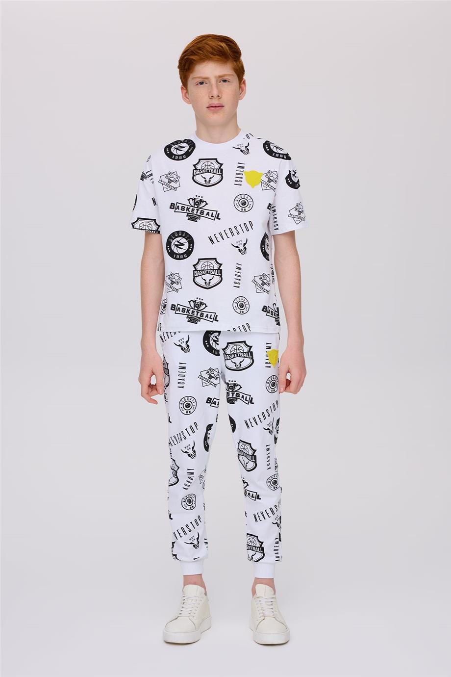 Nebbati Erkek Çocuk Desenli Kısa Kollu Tshirt