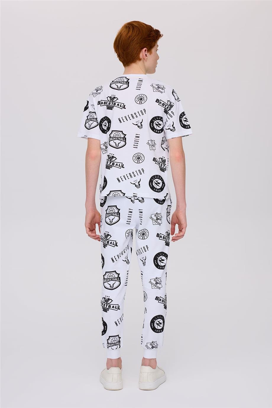 Nebbati Erkek Çocuk Desenli Kısa Kollu Tshirt