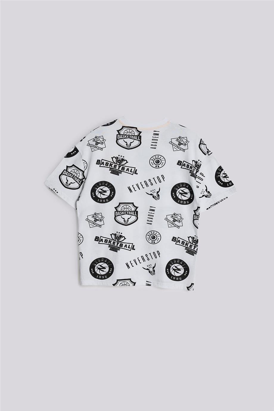 Nebbati Erkek Çocuk Desenli Kısa Kollu Tshirt